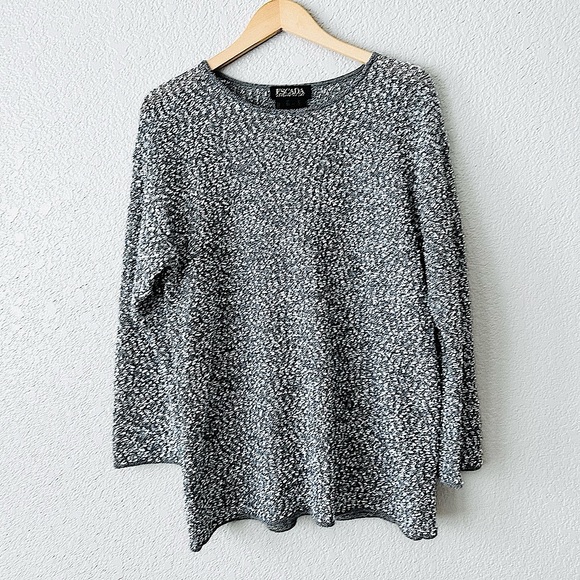ESCADA Sweater Margaretha Ley Metallic Gray Silver Sparkle Wool Blend Size large - Picture 1 of 12